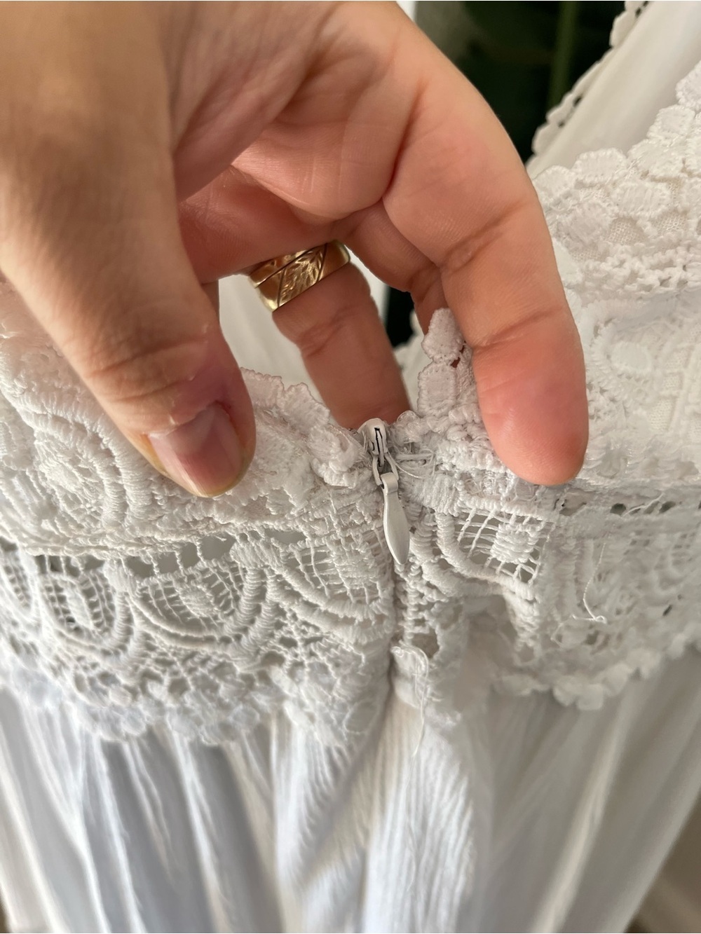 Forever 21 White Lace Boho Maxi Dress Size Large |Sleeveless Tiered Empire Waist - Picture 9 of 14
